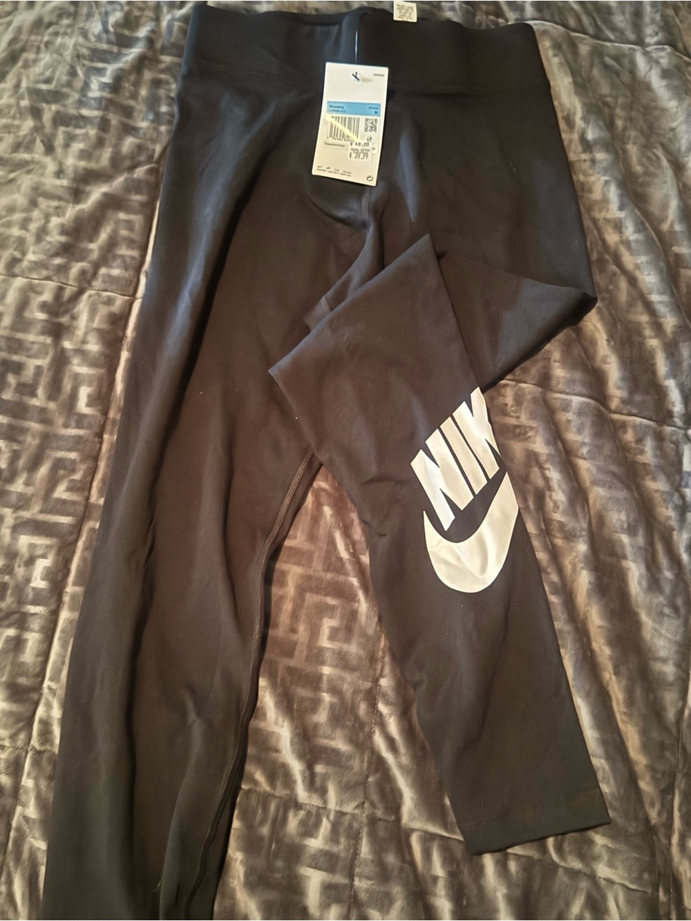 Nike Women's Black Leggings with White Logo